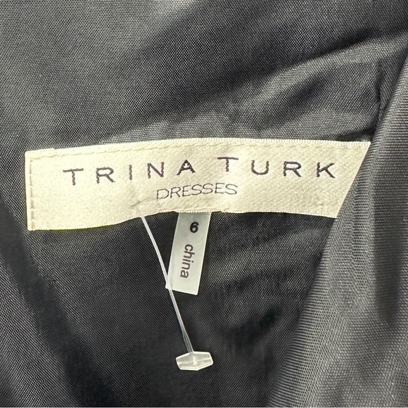 TRINA TURK Dress Brocade Lace Lined V-Neck Sleeveless Sheath Gold Black - Picture 7 of 8